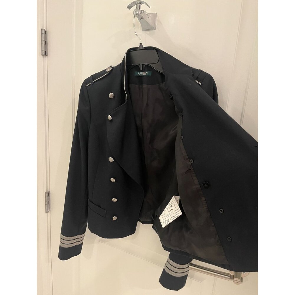 NWOT Lauren Ralph Lauren Jacket Black Military Double breast Sz 2 - Picture 11 of 16